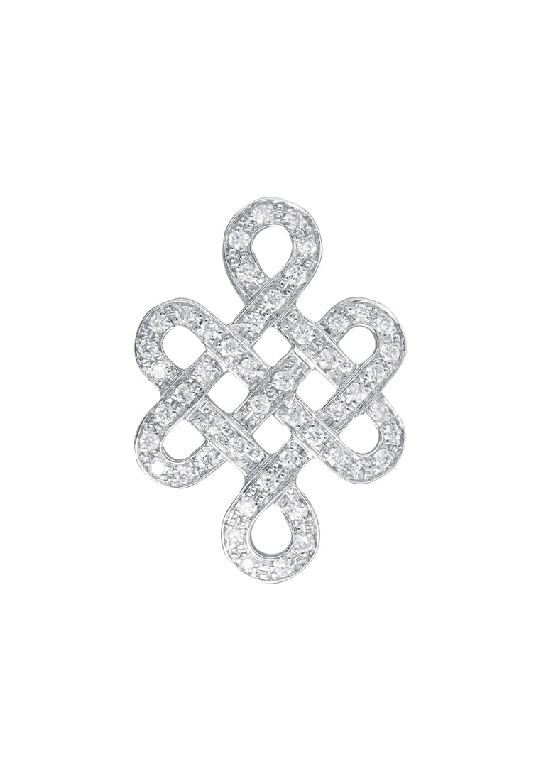 TOMEI Ruyi Knot Diamond Pendant, White Gold 750