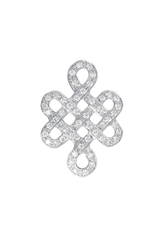 TOMEI Ruyi Knot Diamond Pendant, White Gold 750