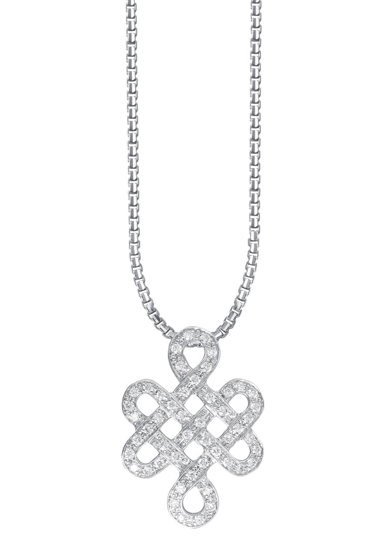 TOMEI Ruyi Knot Diamond Pendant, White Gold 750