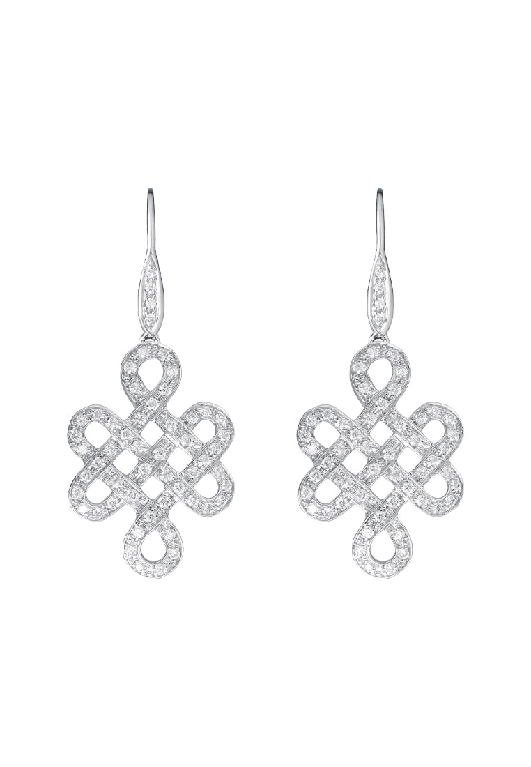 TOMEI Ruyi Knot Diamond Earrings, White Gold 750