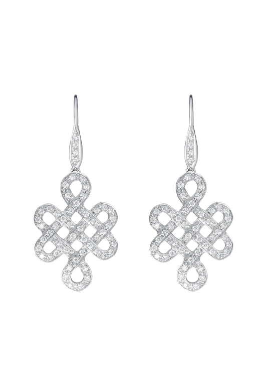 TOMEI Ruyi Knot Diamond Earrings, White Gold 750