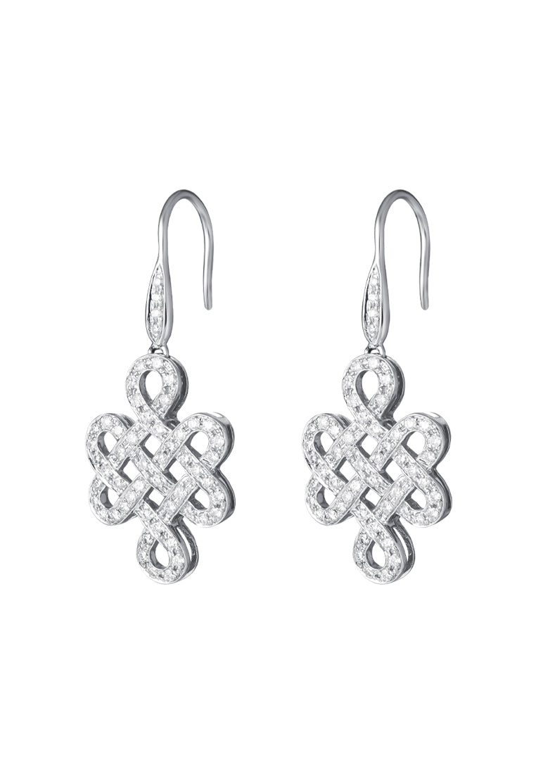 TOMEI Ruyi Knot Diamond Earrings, White Gold 750