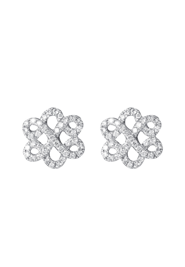 TOMEI Ruyi Knot Diamond Earrings, White Gold 750