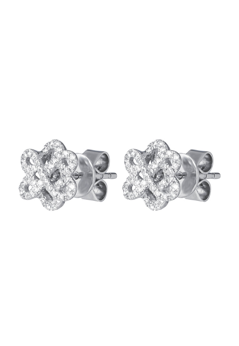 TOMEI Ruyi Knot Diamond Earrings, White Gold 750