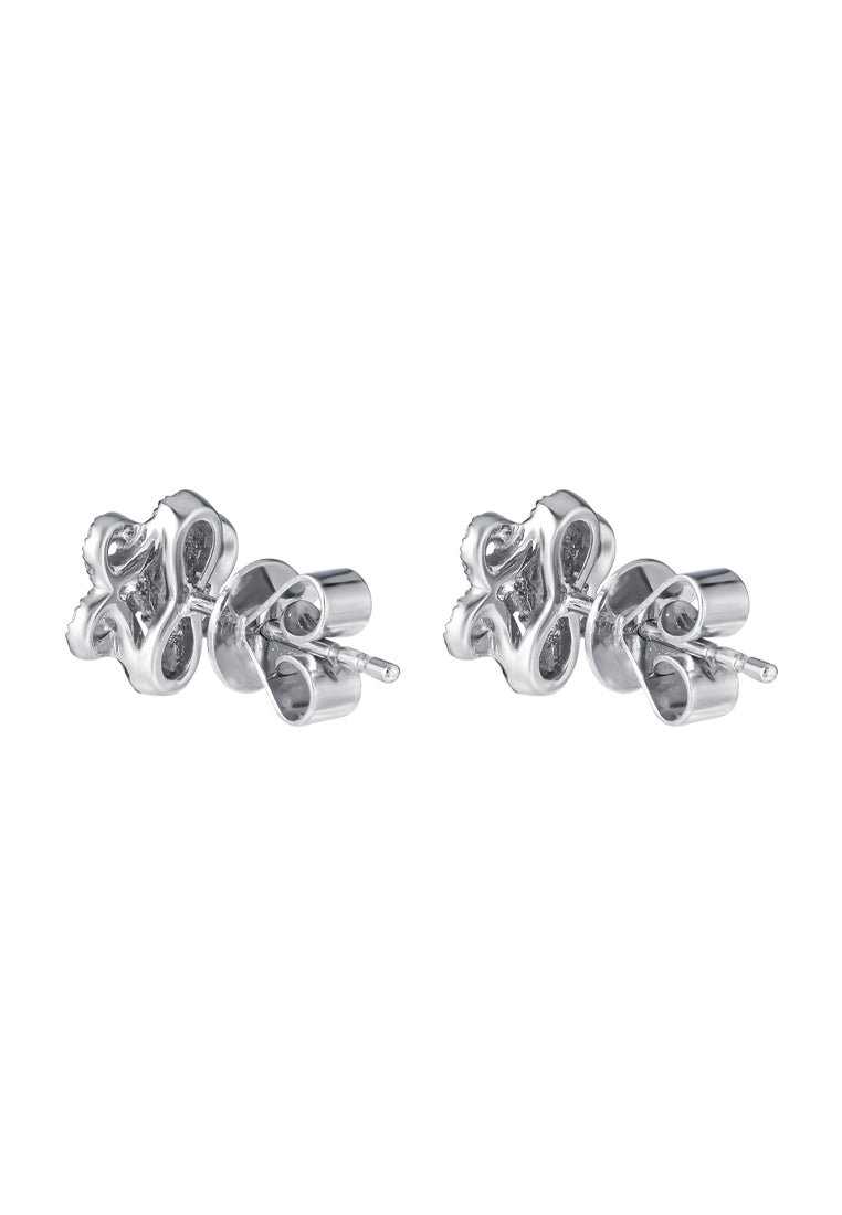 TOMEI Ruyi Knot Diamond Earrings, White Gold 750