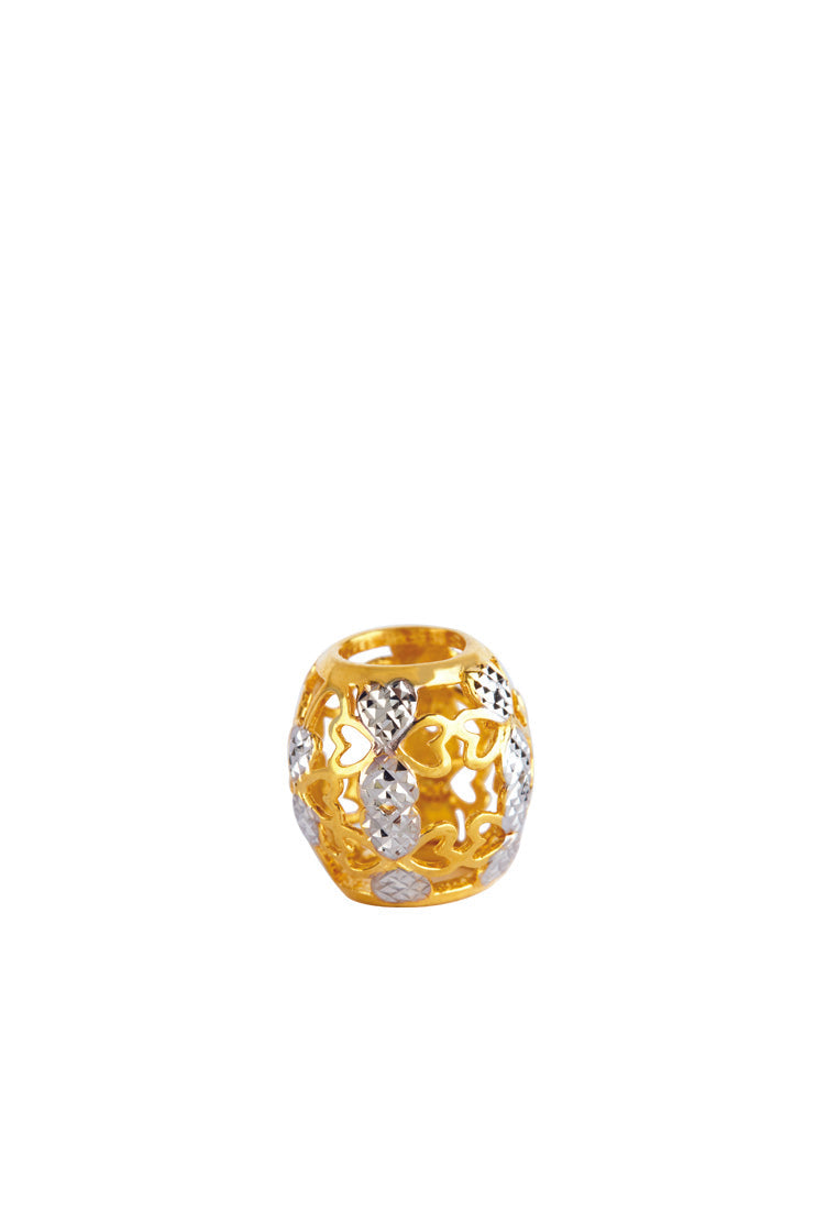TOMEI Clover of Heart Mosaic Charm, Yellow Gold 916