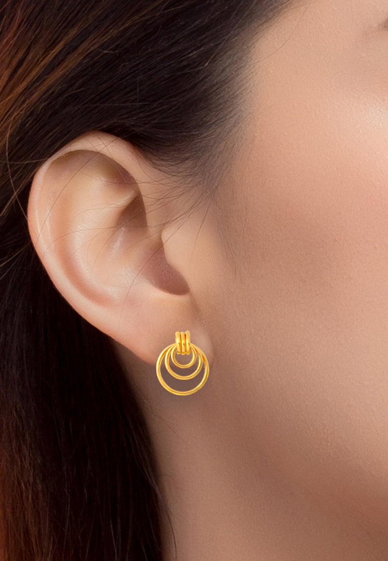 TOMEI Lusso Italia Triple Circle Earrings, Yellow Gold 916