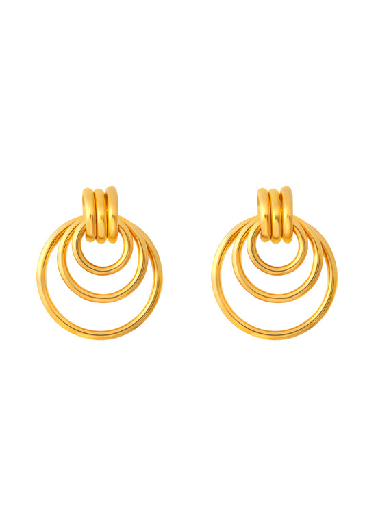 TOMEI Lusso Italia Triple Circle Earrings, Yellow Gold 916