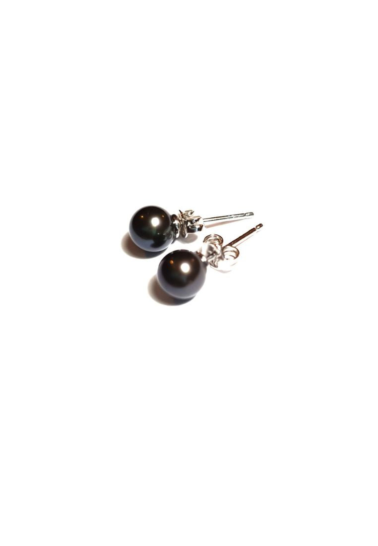 TOMEI Pearlfect Love Black Pearl Earrings, White Gold 585