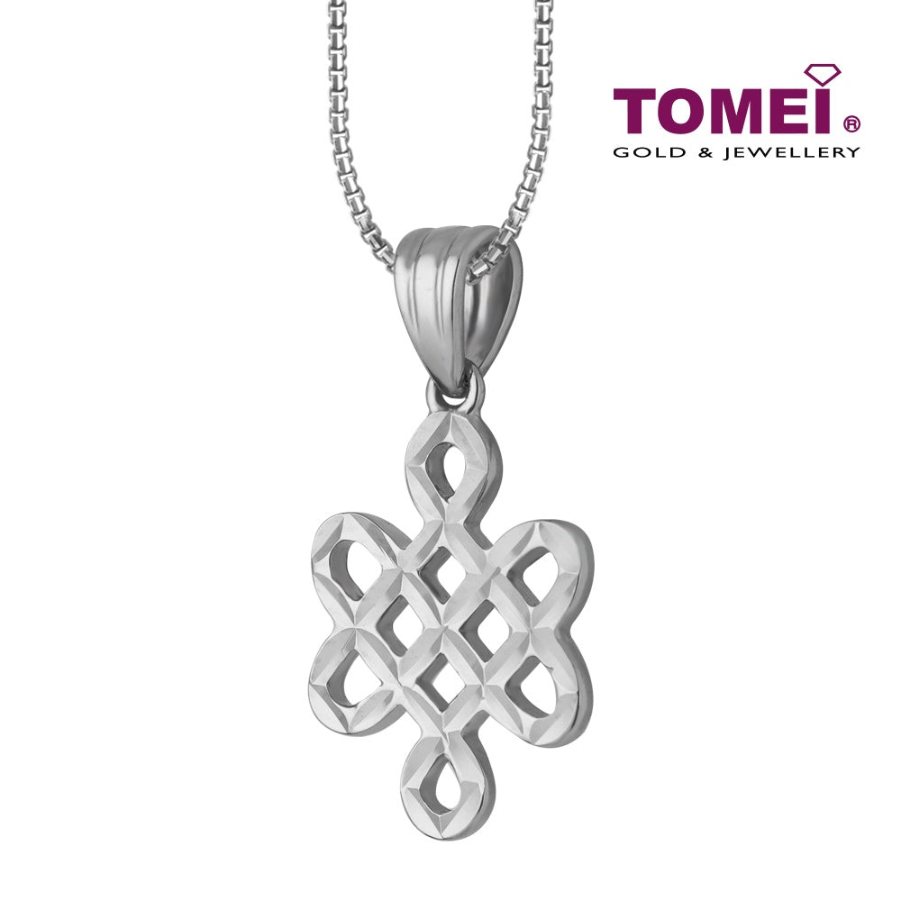 TOMEI Crocheted Centrepiece of Knitted Pizzazz Pendant, White Gold 585 (P5549/MF299)