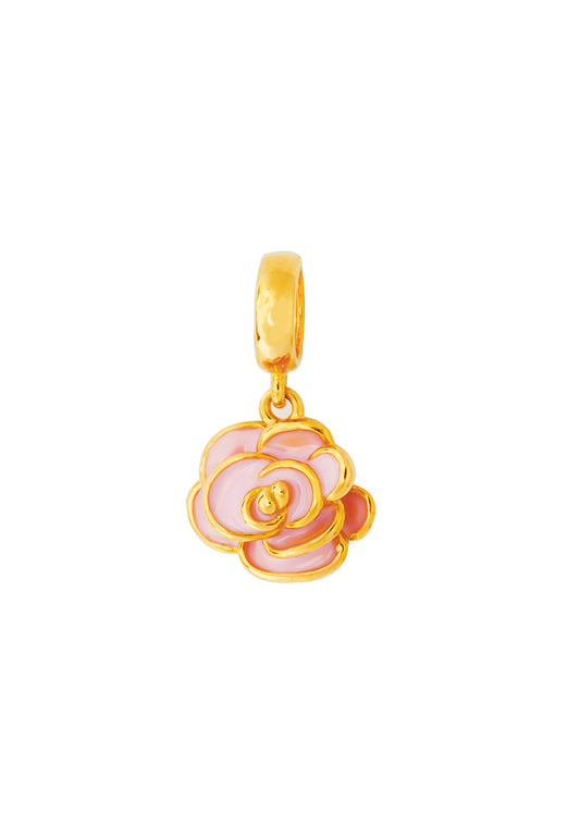 TOMEI [Online Exclusive] Pink Floral Bloom Charm, Yellow Gold 916
