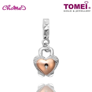 TOMEI Heart Lock Charm, White Gold & Rose Gold 585 (P5621)