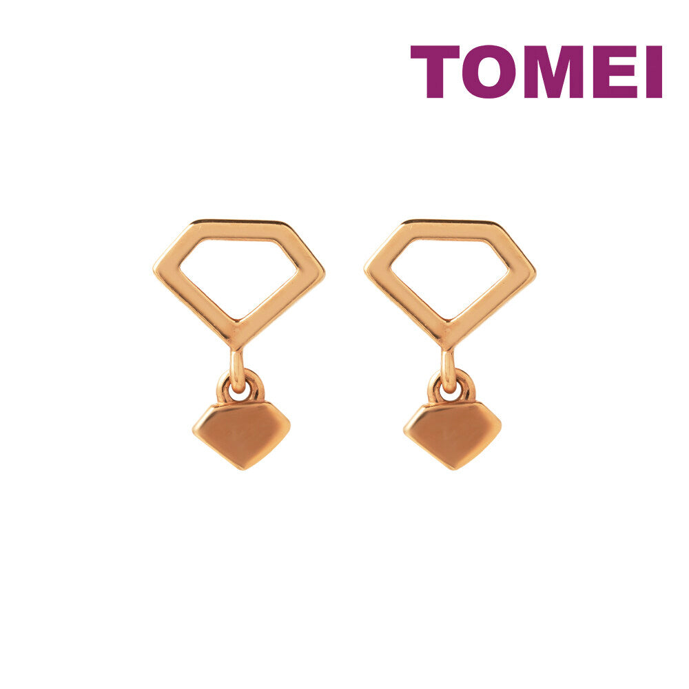 TOMEI Rouge Collection Mini Heart Dangle Earrings, Rose Gold 750