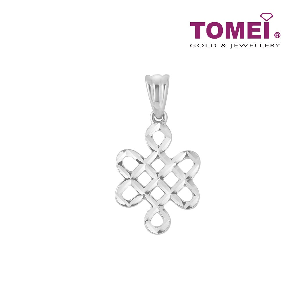 TOMEI Crocheted Centrepiece of Knitted Pizzazz Pendant, White Gold 585 (P5549/MF299)