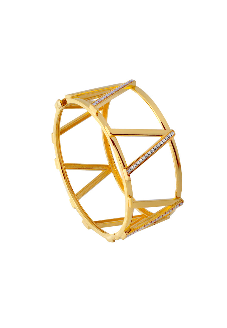 TOMEI Diamond Cut Collection V Bangle, Yellow Gold 916