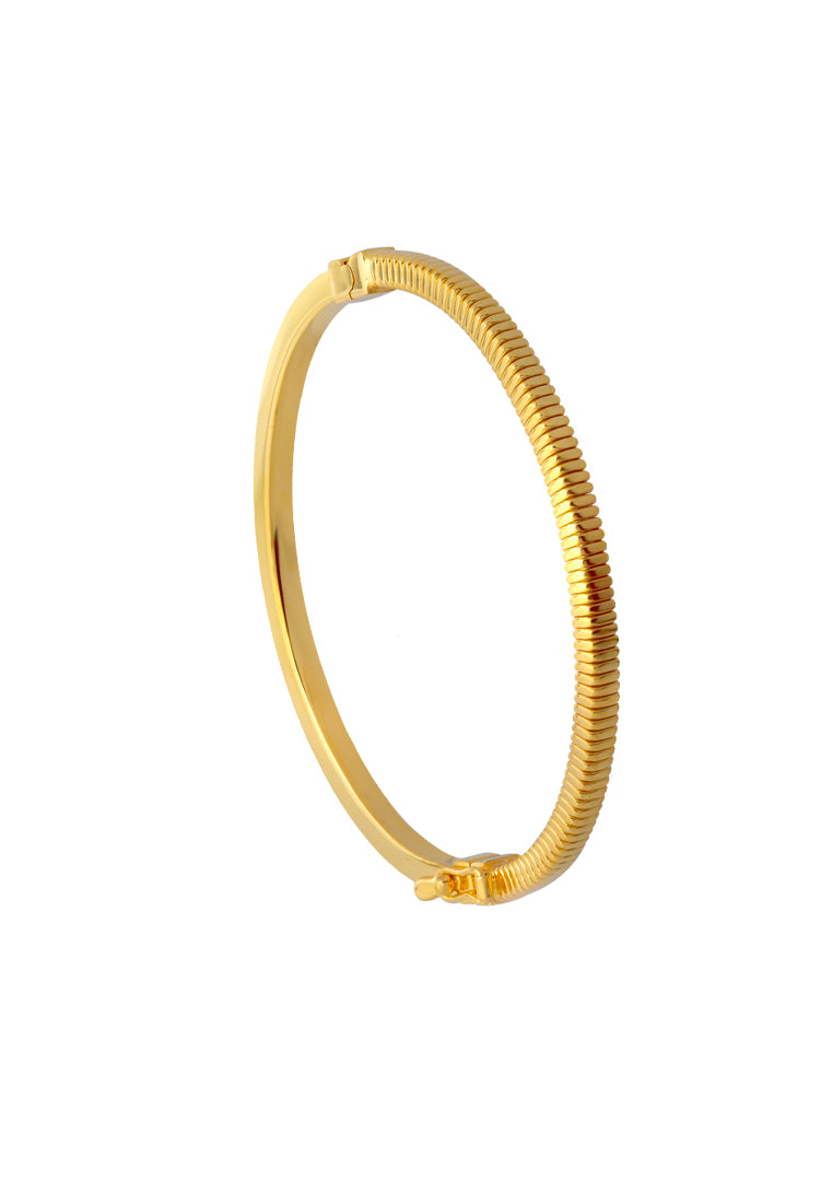 TOMEI Lusso Italia Minimalist Ribbed Bangle, Yellow Gold 916