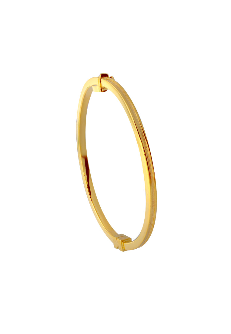 TOMEI Lusso Italia Slim Ridged Bangle, Yellow Gold 916