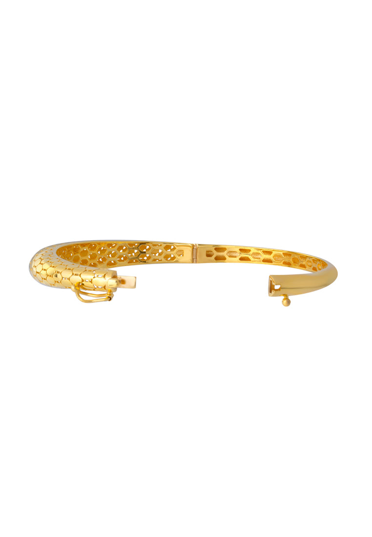 TOMEI Lusso Italia Hollow Honeycomb Bangle, Yellow Gold 916