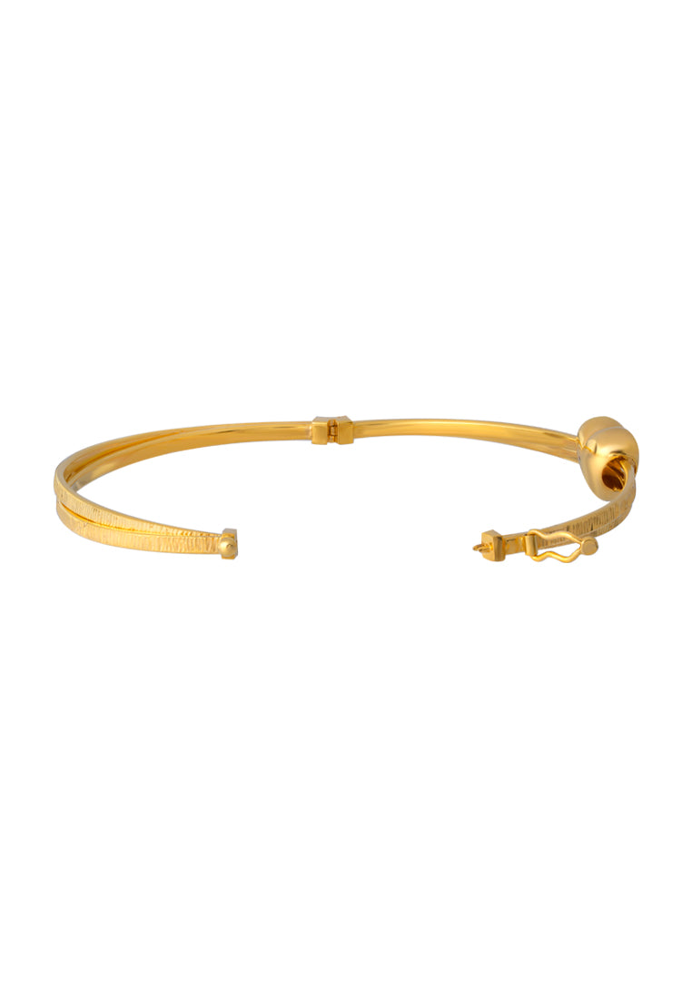 TOMEI Lusso Italia Ribbed Love Bangle, Yellow Gold 916