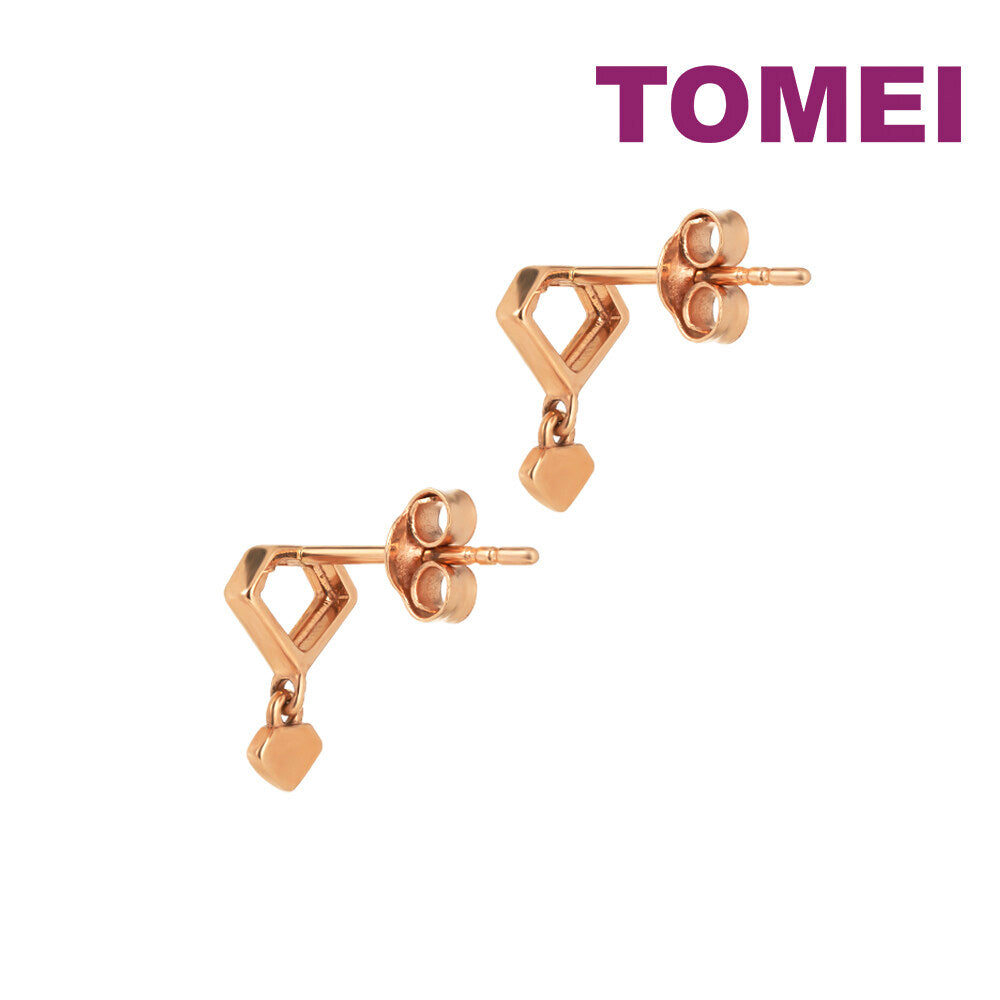 TOMEI Rouge Collection Mini Heart Dangle Earrings, Rose Gold 750