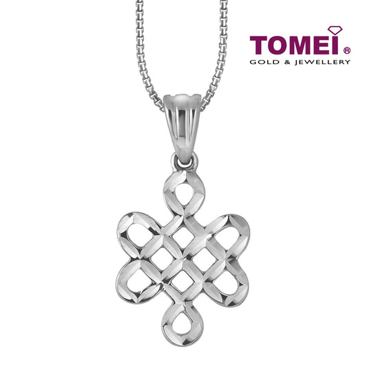 TOMEI Crocheted Centrepiece of Knitted Pizzazz Pendant, White Gold 585 (P5549/MF299)