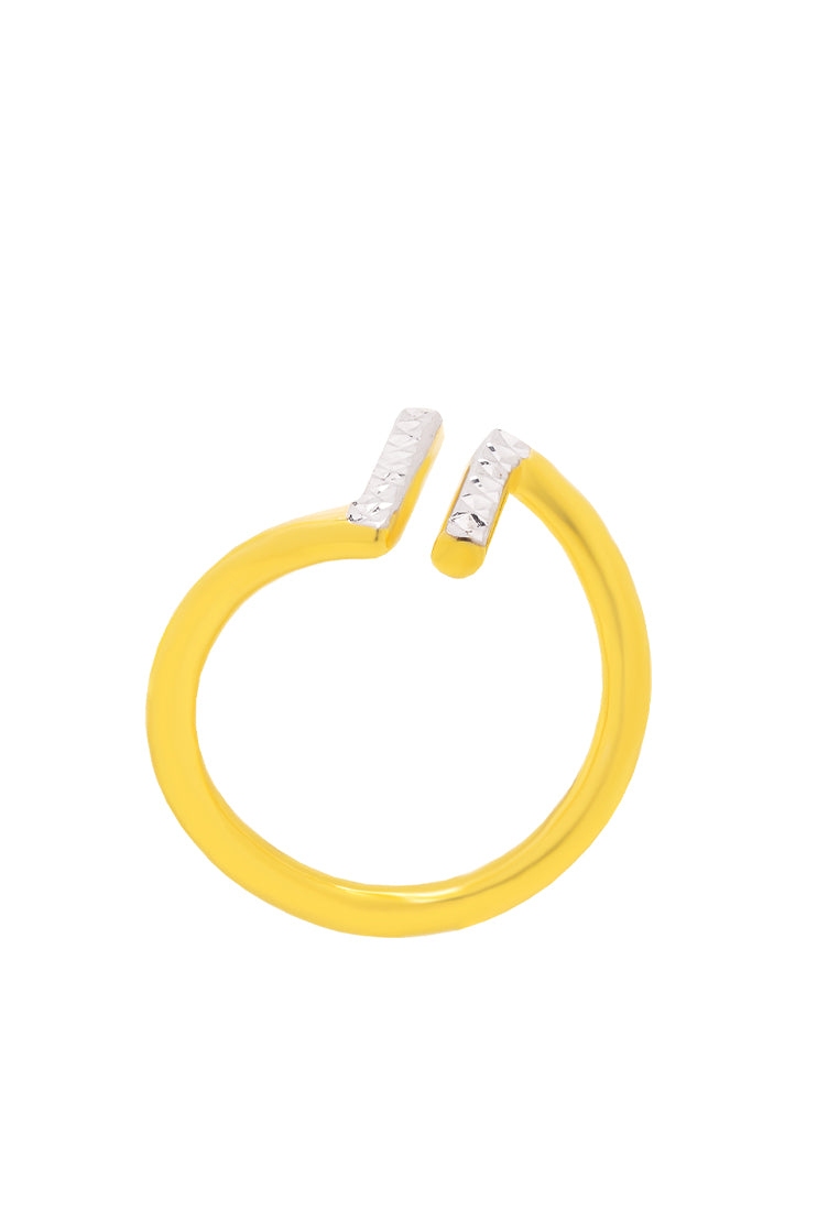 TOMEI Dual-Tone Parallel Ring, Yellow Gold 916