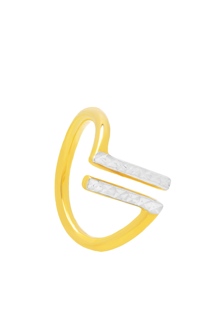 TOMEI Dual-Tone Parallel Ring, Yellow Gold 916