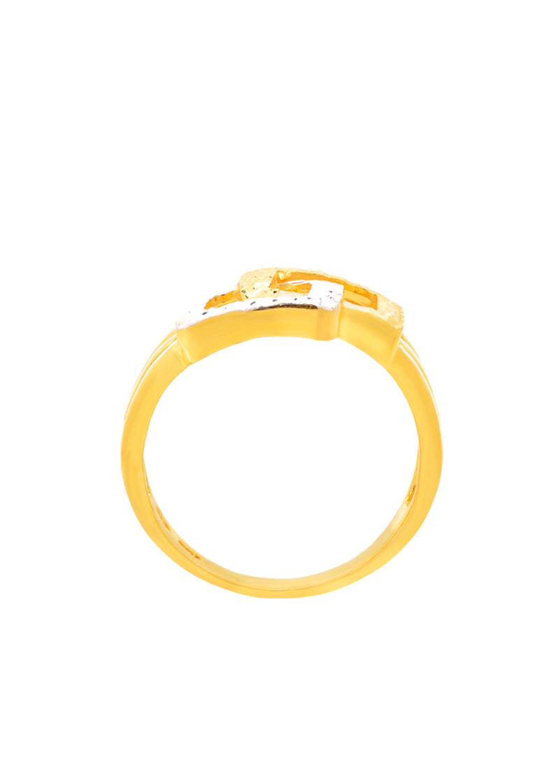 TOMEI Dual-Tone Interlocking  Bar Ring, Yellow Gold 916