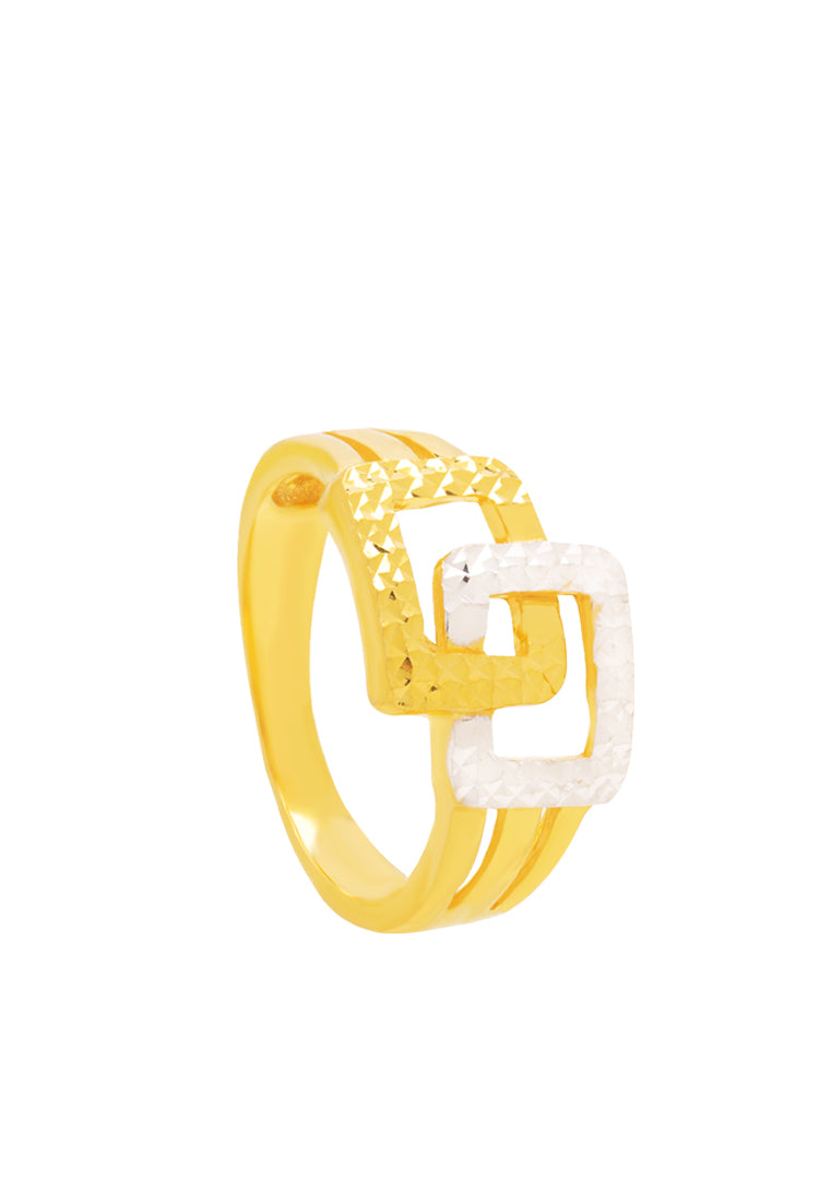 TOMEI Dual-Tone Interlocking  Bar Ring, Yellow Gold 916