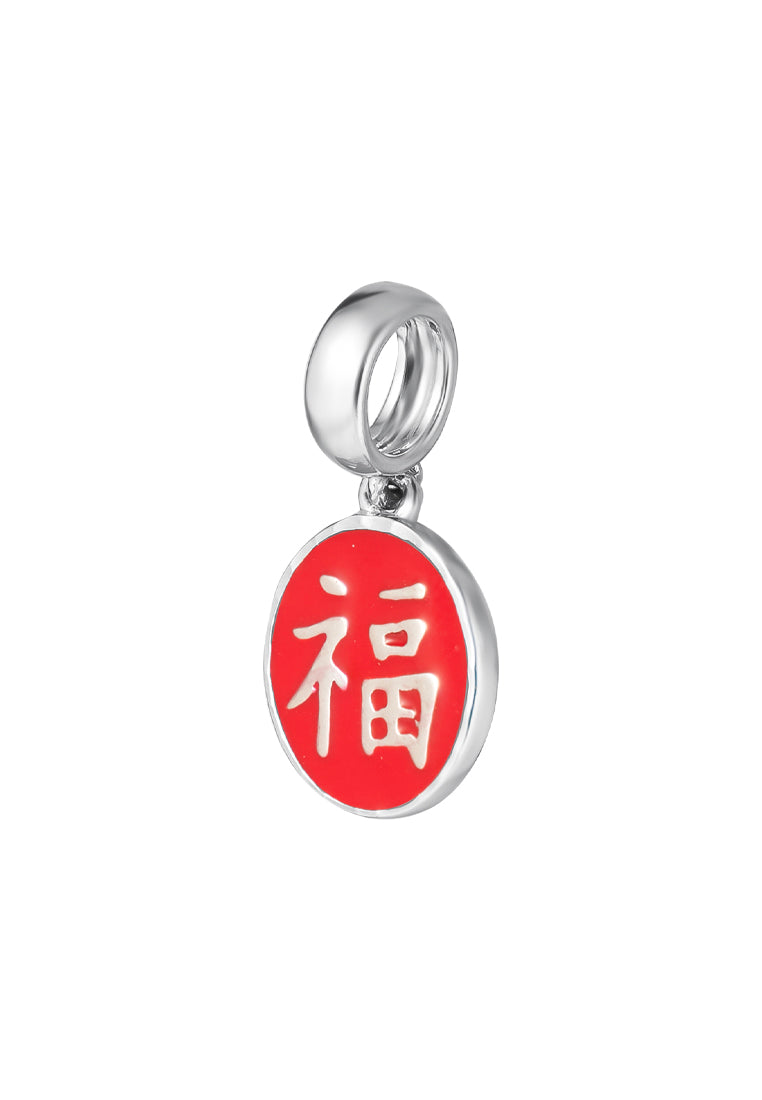 Tomei White Gold 585 "Fu Good Fortune" Chomel Charm