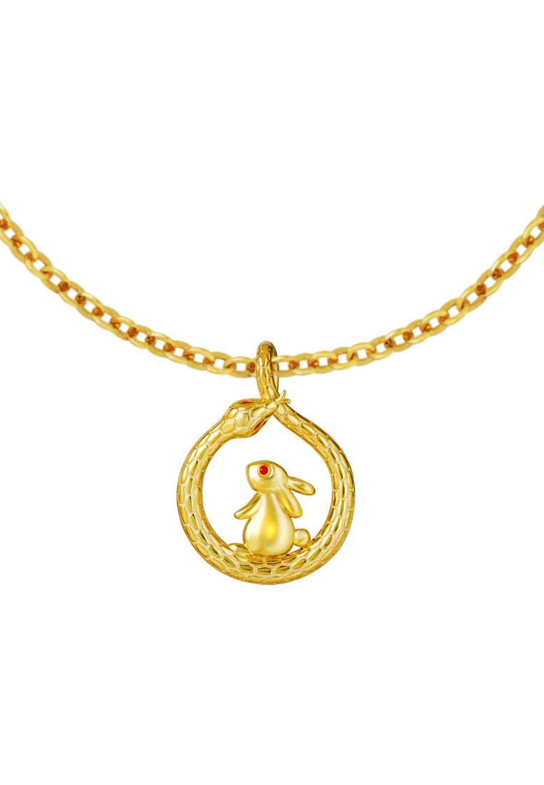 TOMEI Rabbit & Snake Pendant, Yellow Gold 916