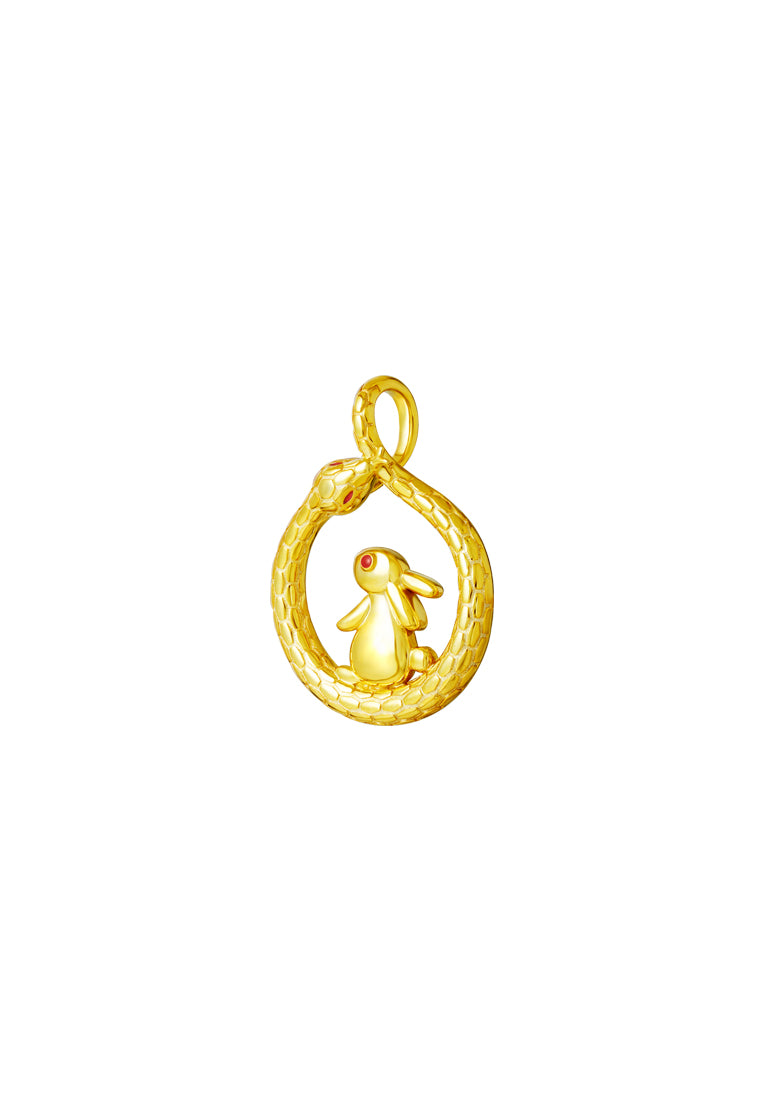 TOMEI Rabbit & Snake Pendant, Yellow Gold 916