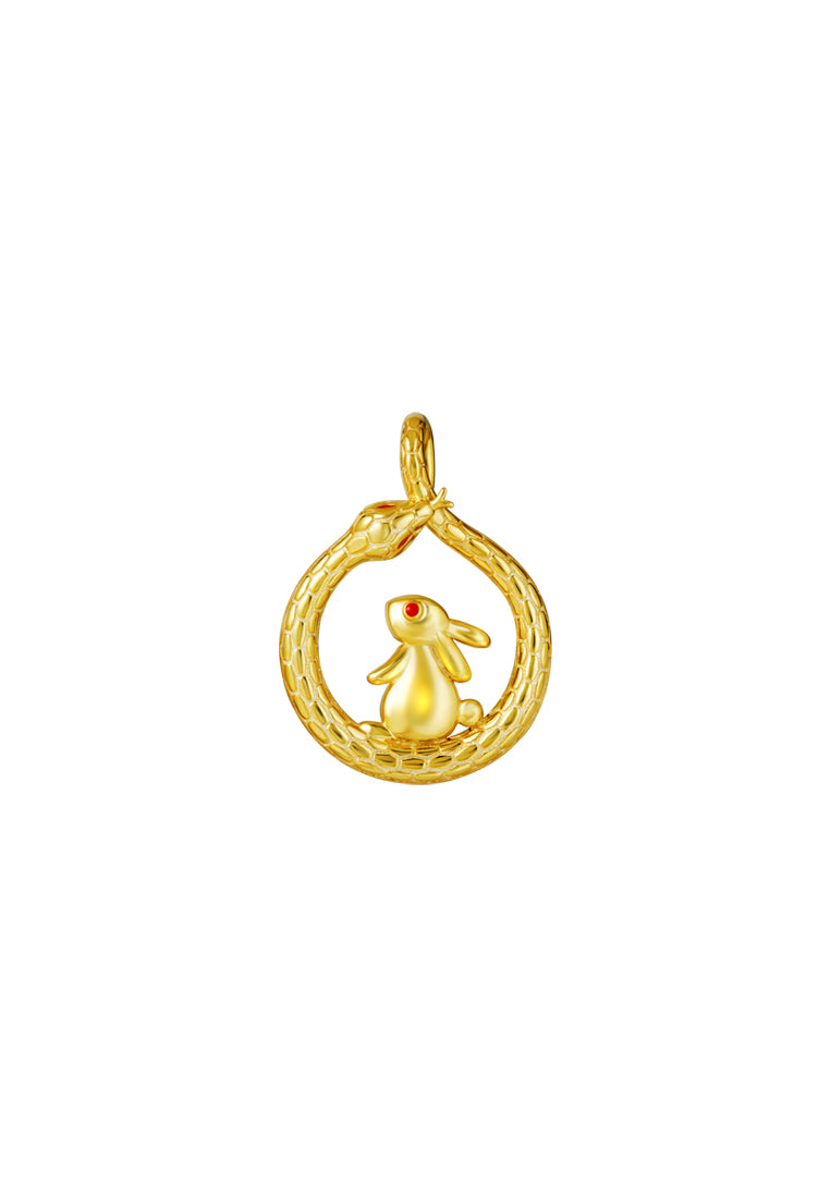 TOMEI Rabbit & Snake Pendant, Yellow Gold 916