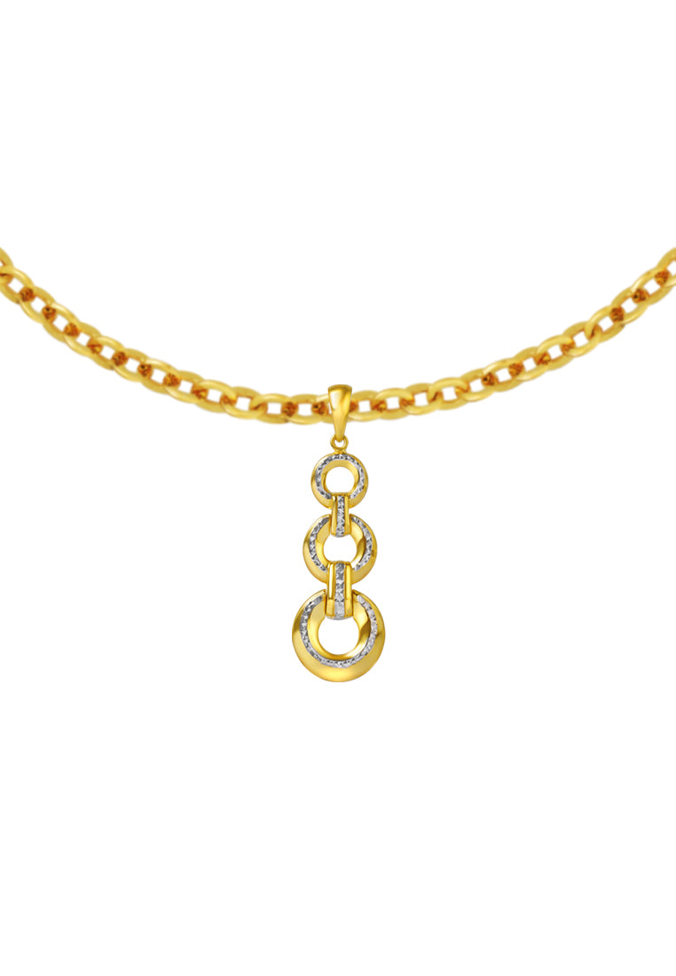 TOMEI Dual-Tone Trio-Circle Pendant, Yellow Gold 916
