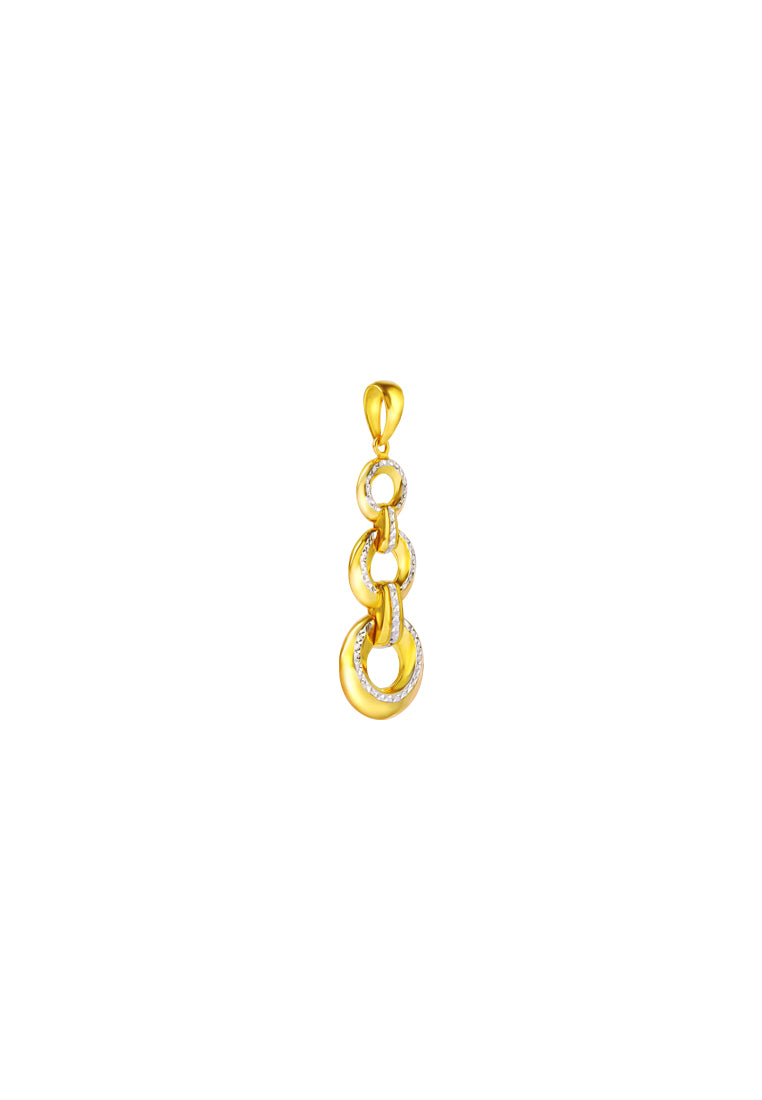 TOMEI Dual-Tone Trio-Circle Pendant, Yellow Gold 916