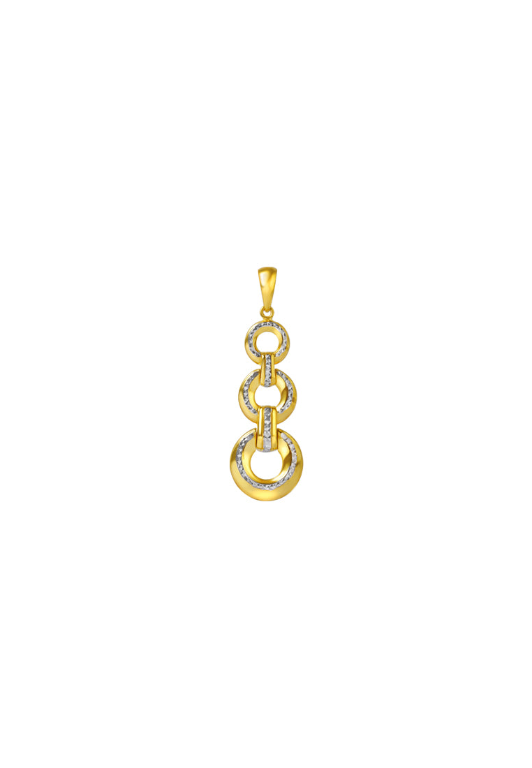 TOMEI Dual-Tone Trio-Circle Pendant, Yellow Gold 916