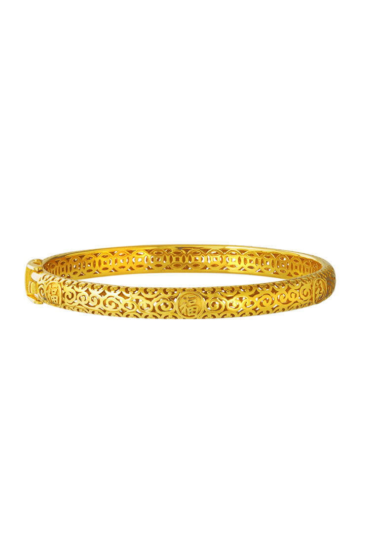 TOMEI Everlasting Blessings Bangle, Yellow Gold 916