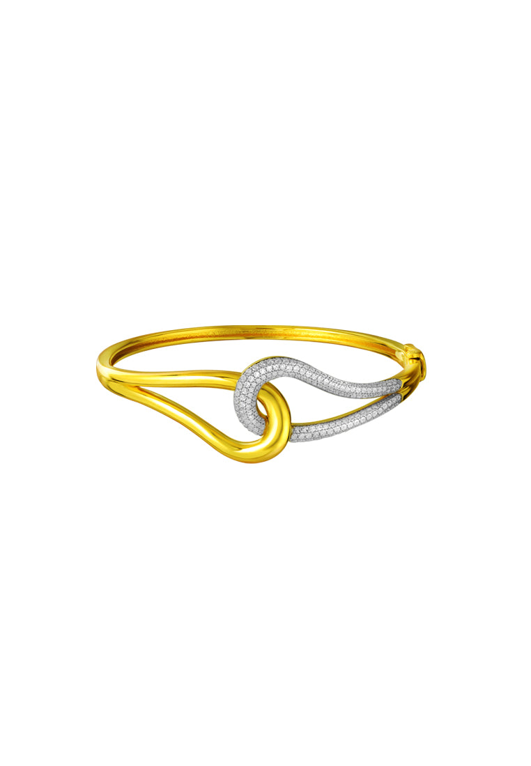 TOMEI Diamond Cut Collection Bangle, Yellow Gold 916