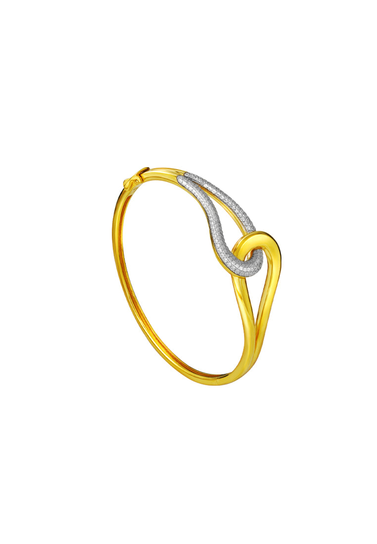 TOMEI Diamond Cut Collection Bangle, Yellow Gold 916