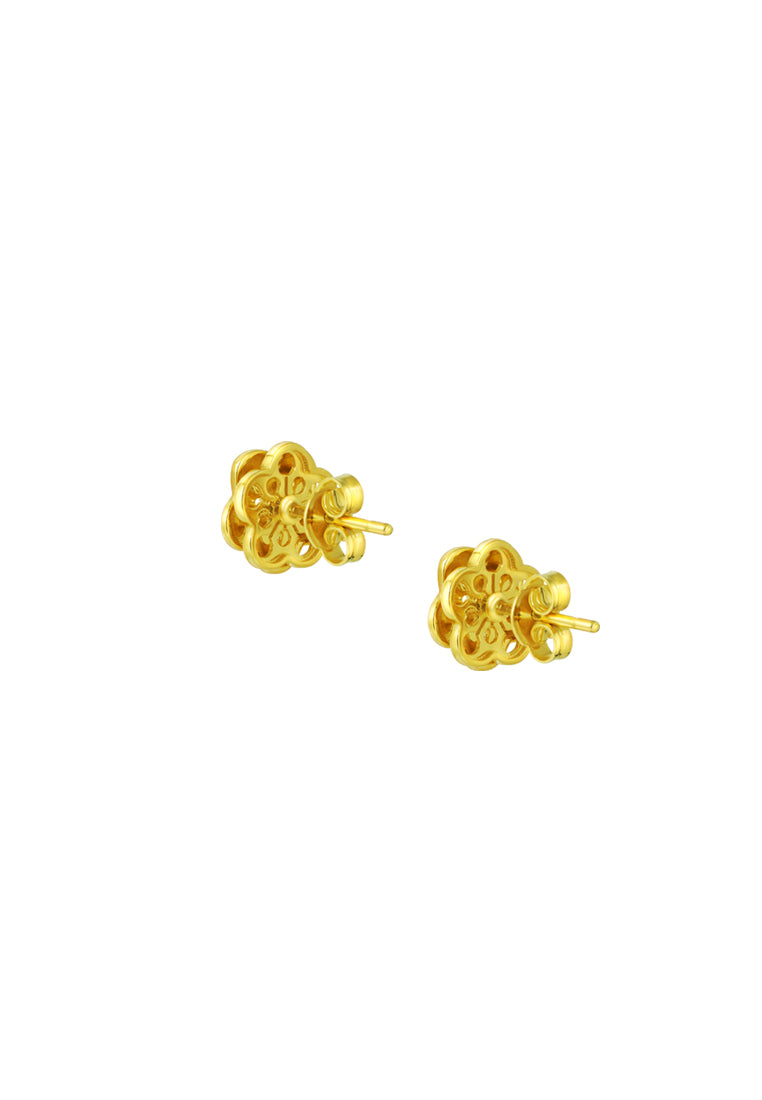 TOMEI Diamond Cut Collection Wealthy Flower Earrings, Yellow Gold 916