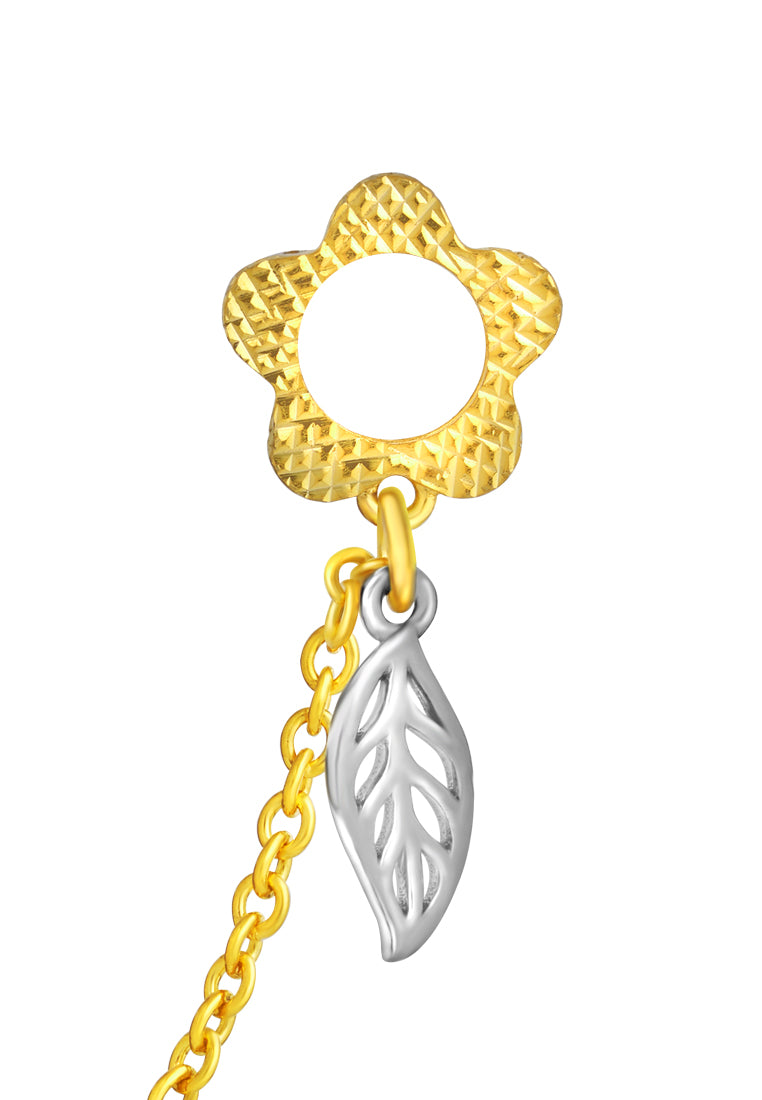 TOMEI Chomel Collection Flower & Leaf Charm, Yellow Gold 916