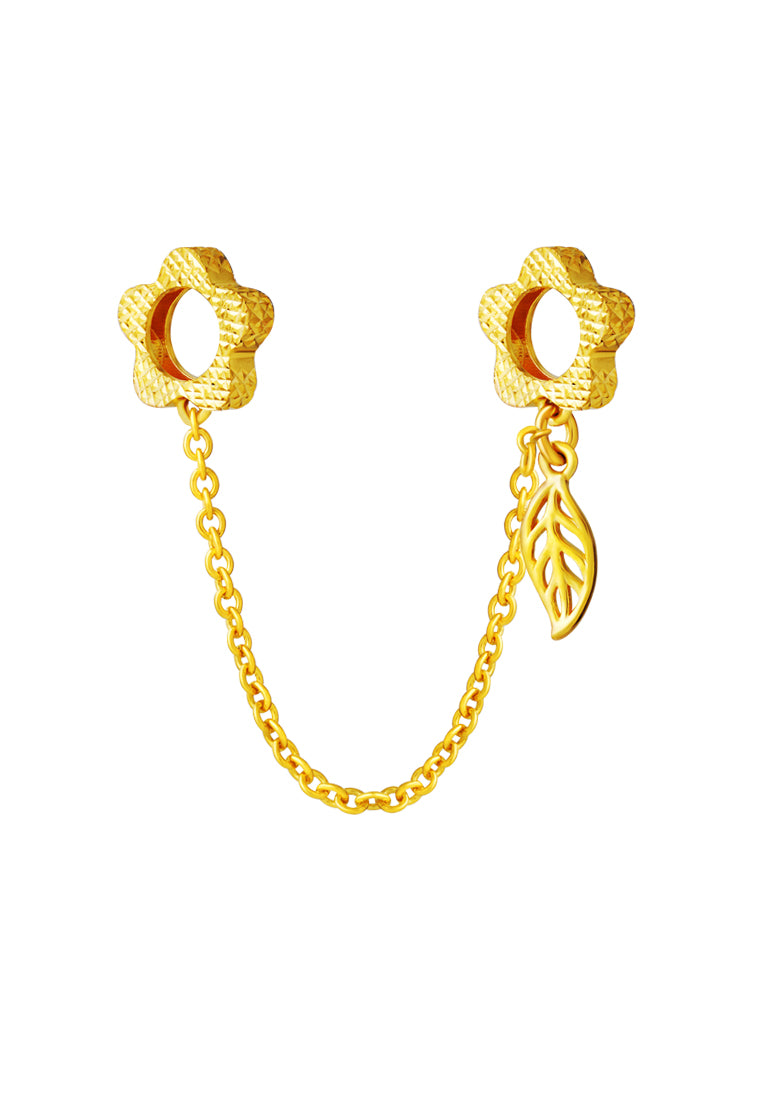 TOMEI Chomel Collection Flower & Leaf Charm, Yellow Gold 916