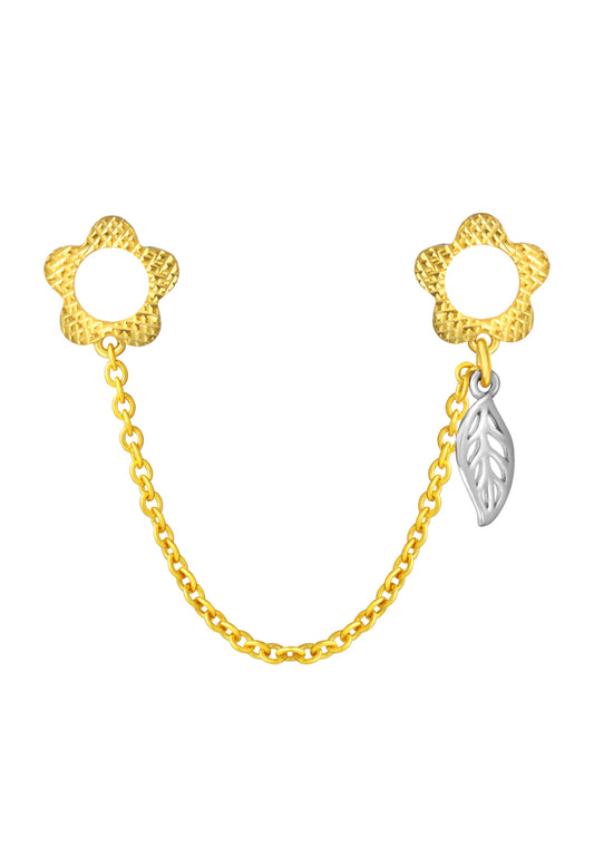 TOMEI Chomel Collection Flower & Leaf Charm, Yellow Gold 916