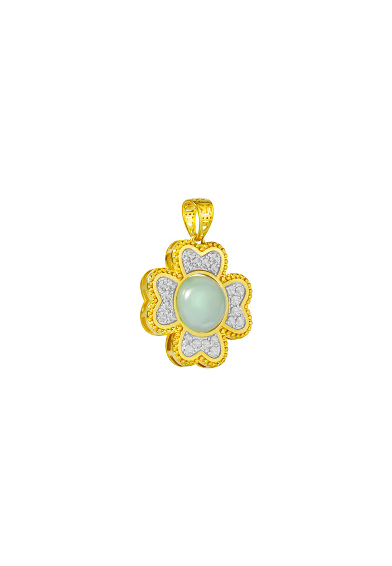 TOMEI Diamond Cut Collection Jade Pendant, Yellow Gold 916