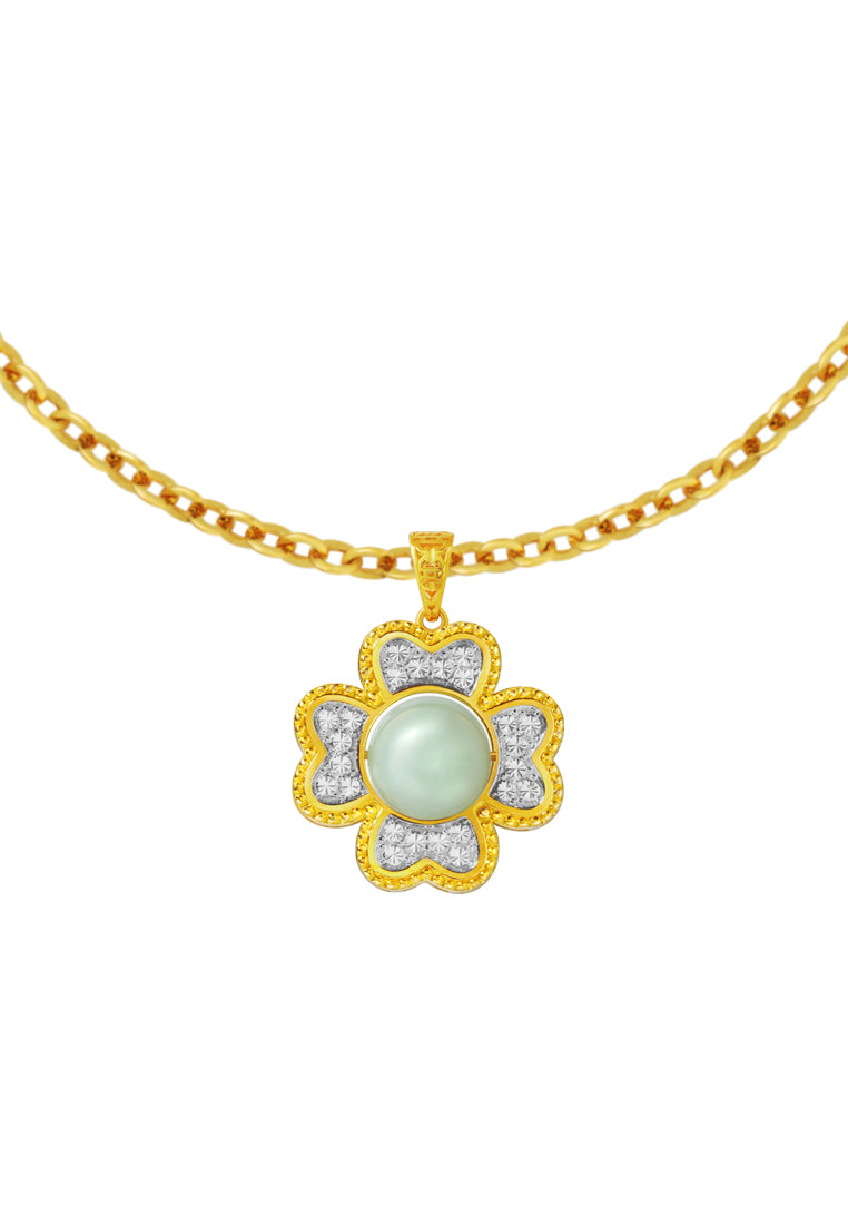 TOMEI Diamond Cut Collection Jade Pendant, Yellow Gold 916