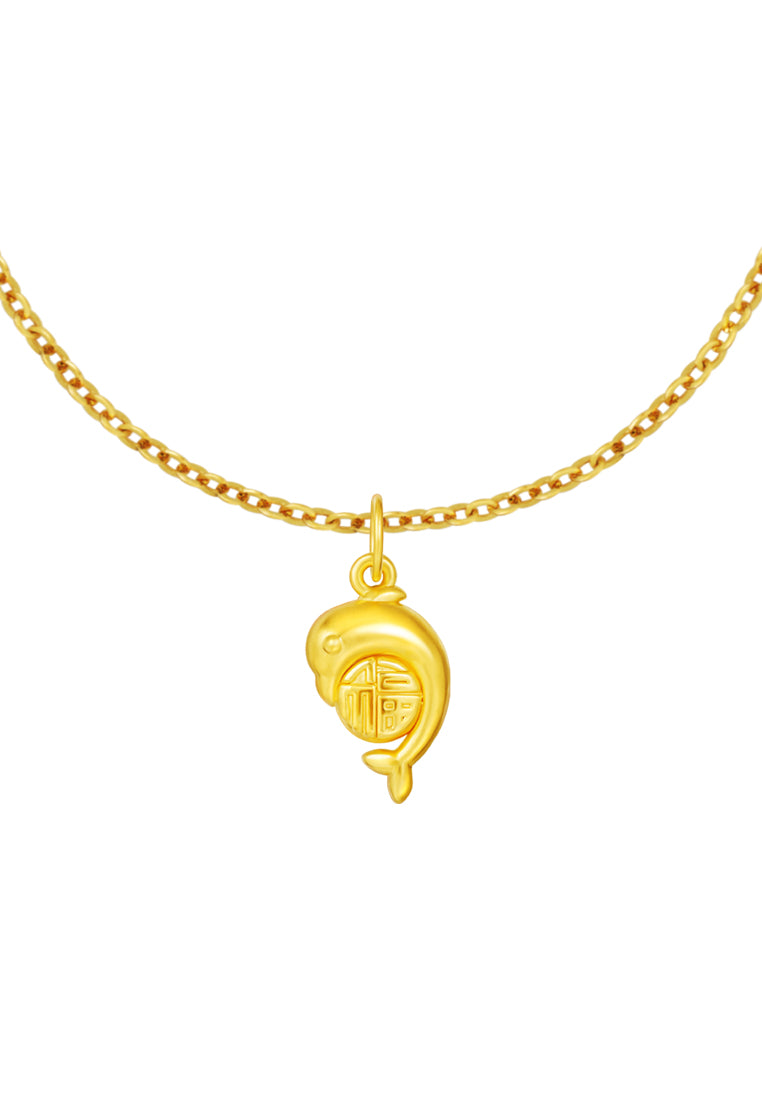 TOMEI Dolphin Pendant, Yellow Gold 999