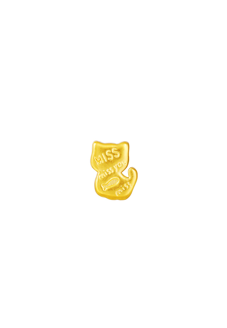TOMEI Miss You Cat Charm, Yellow Gold 999