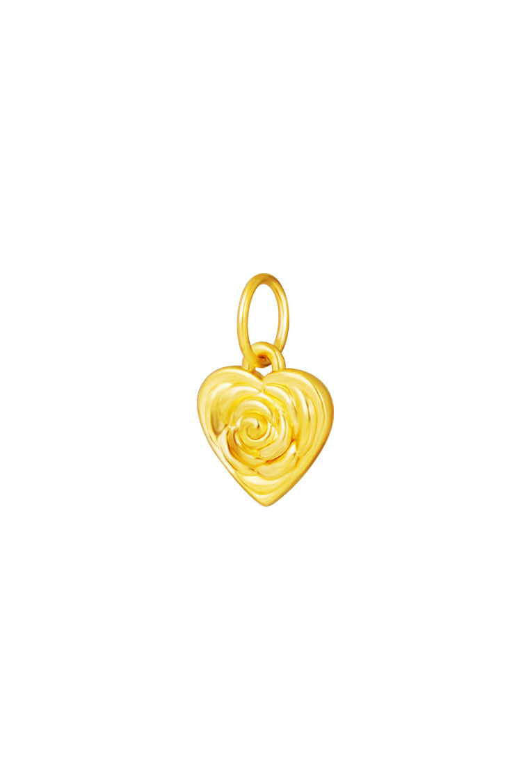 TOMEI Hearted Rose Pendant, Yellow Gold 999