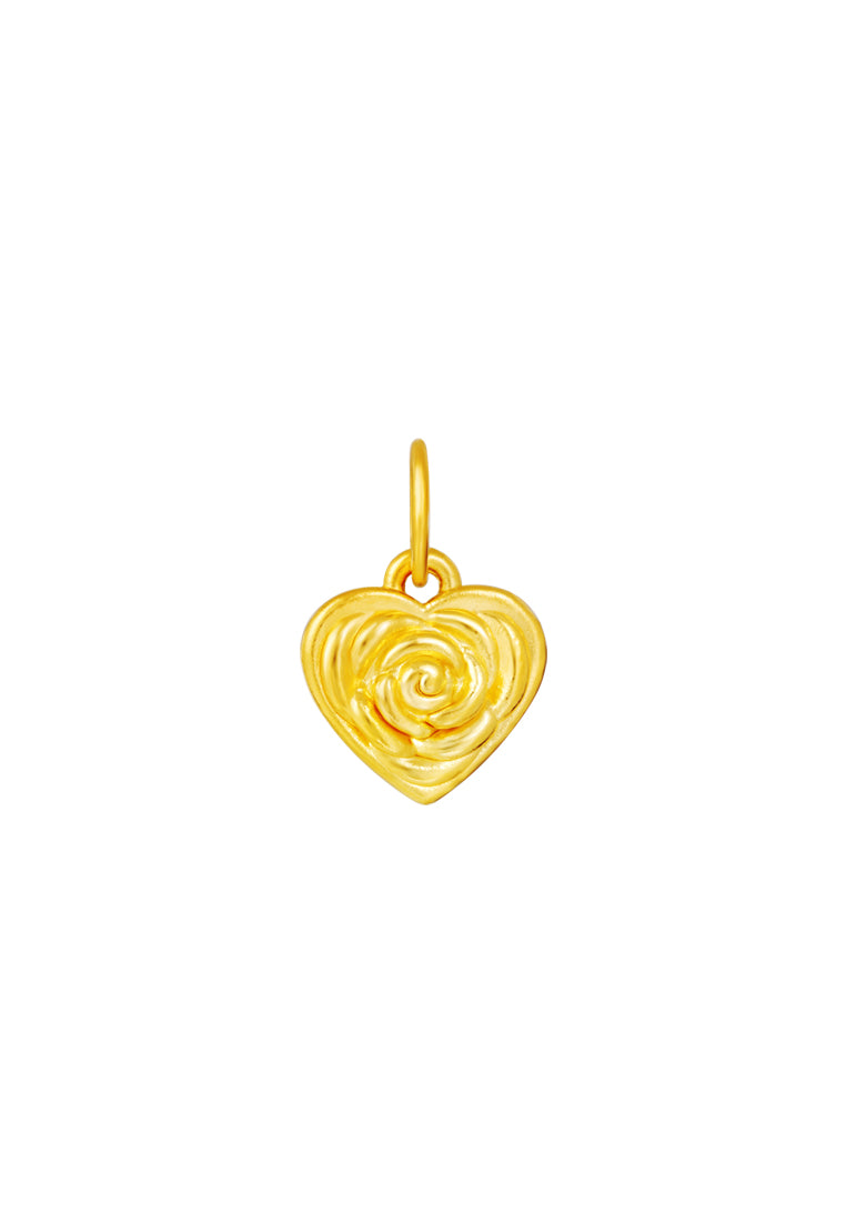 TOMEI Hearted Rose Pendant, Yellow Gold 999