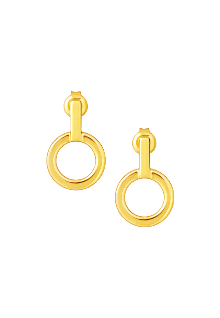 TOMEI Circle Dangling Earrings, Yellow Gold 999 (5D)
